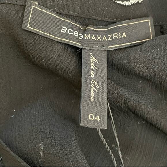 BCBG MAXAZRIA Size 4 Black Chiffon Ruffled Cocktail Mini Dress NEW WITH TAGS - Picture 14 of 16